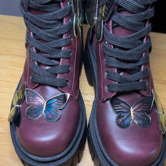 Dolls Kill/Current Mood  Burgundy Butterfly Lace-Up Boots size 5 in Women’s - Picture 9 of 9